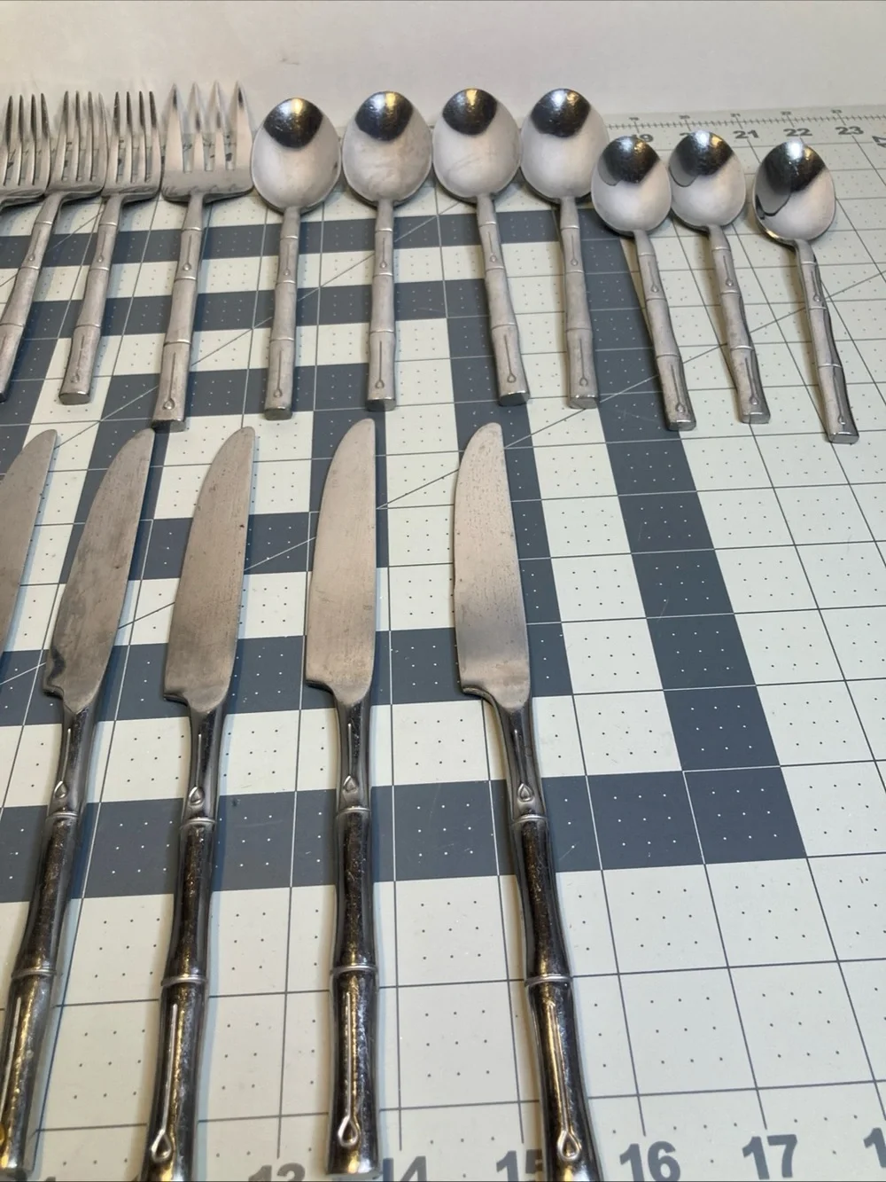 Hampton Silversmiths Bamboo Flatware Lot of 23 Spoon Fork Dinner Salad Knife